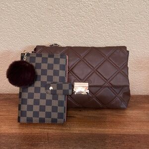 Brown Agenda Planner and Quilted Flap Purse Bundle